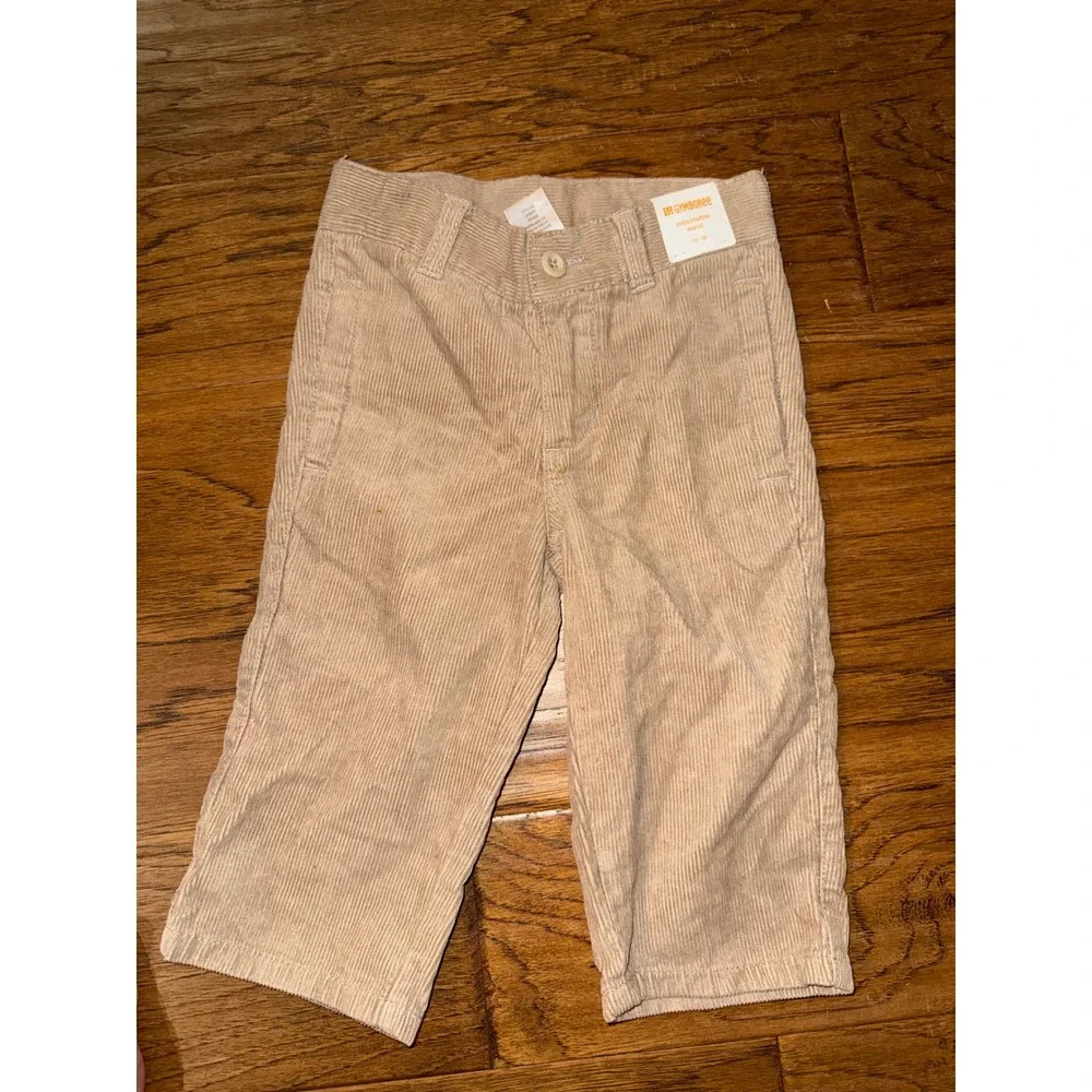 Gymboree Toddler Boys Tan Corduroy Pants Adjustable Waist Khaki 12-18 Months NWT